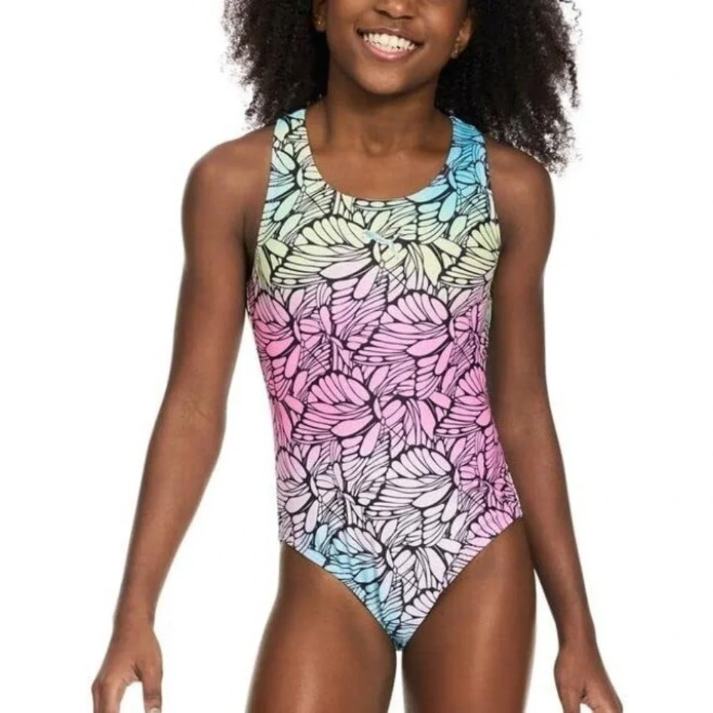 PUMA Swimsuit Girl's Size Large‎ One Piece Crossback Butterfly Summer Beach NEW